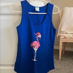 Vibrant Blue Flamingo Graphic Tank Top